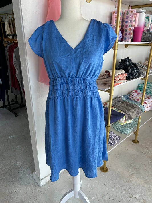 Blue v-neck dress