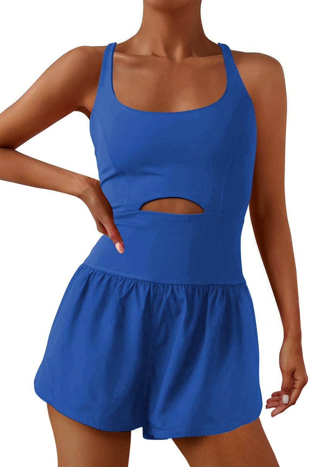 Athletic Cutout Romper: Grey / XL