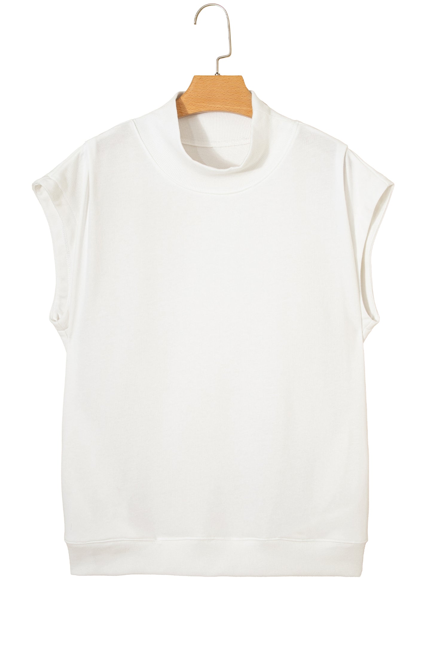 Orange Solid Color High Neck Cap Sleeve Loose Top