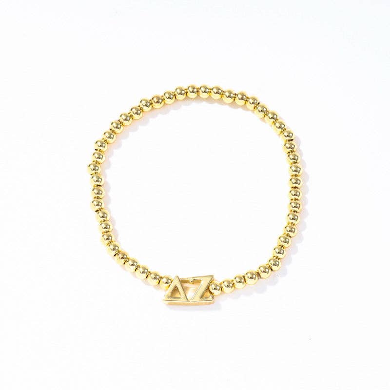 Sorority: Gold Beaded Bracelet with Greek Letters