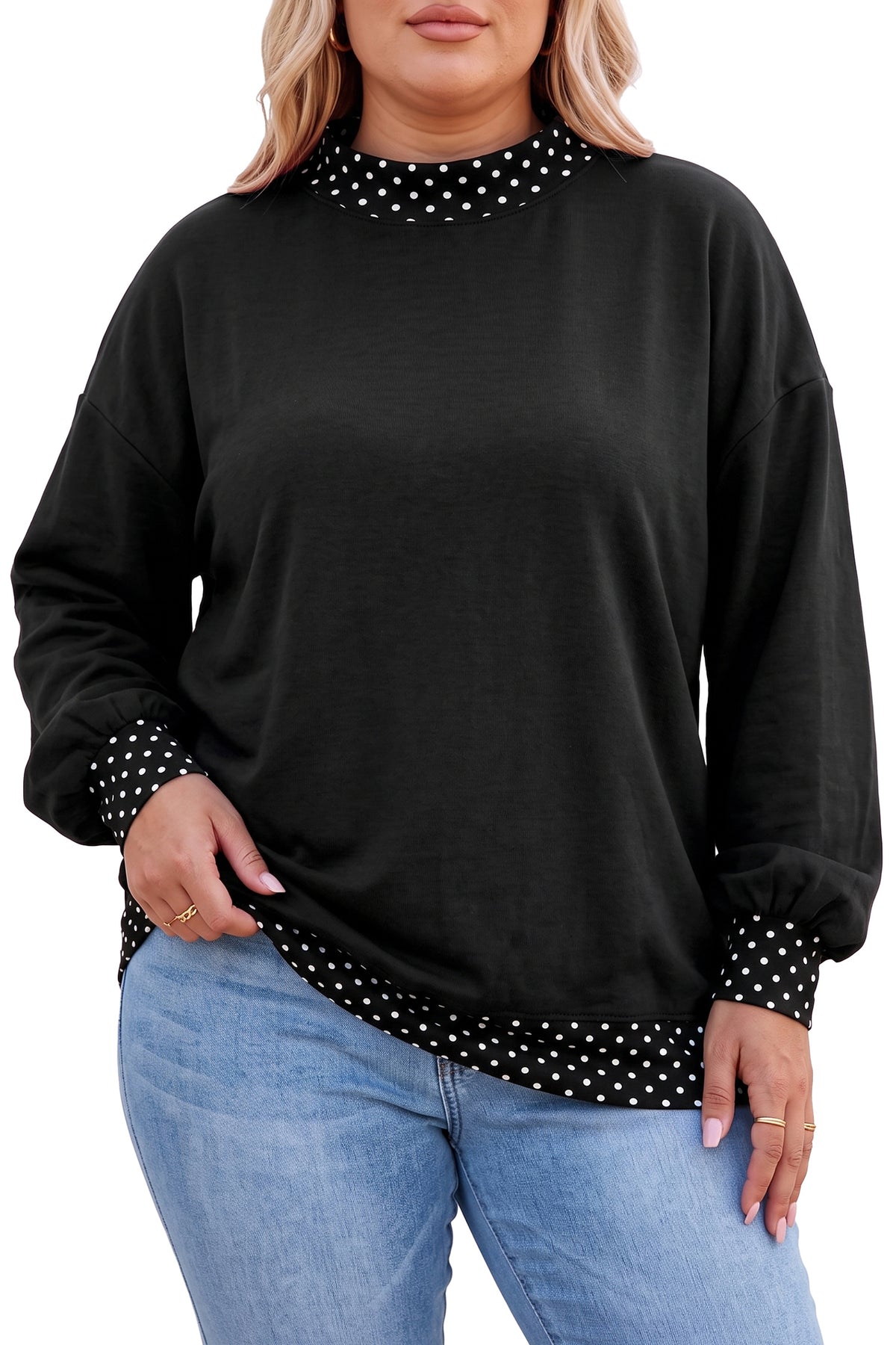 Red Polka Dot Plus Size Sweatshirt