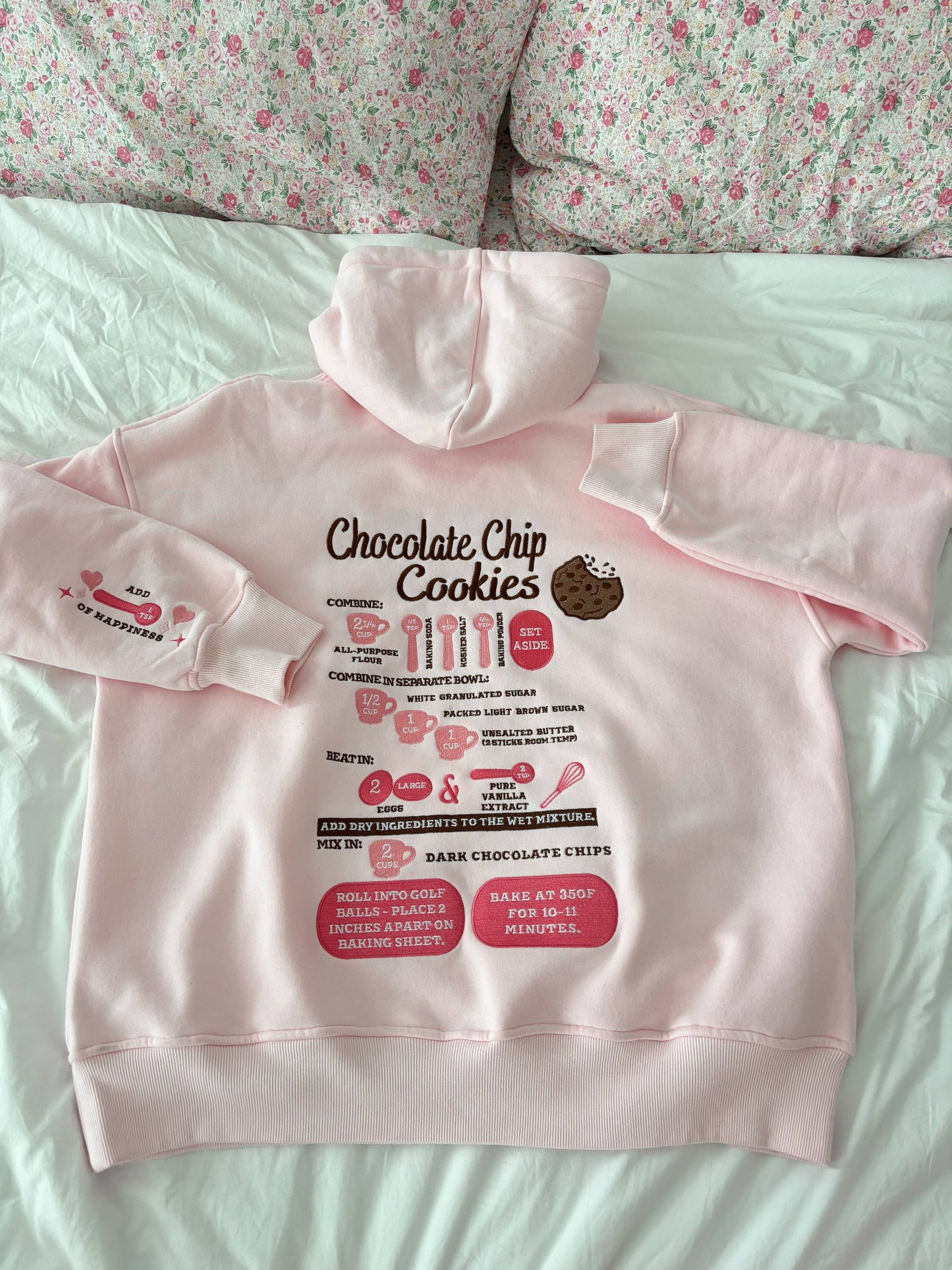 Light Pink Chocolate Chip Cookie Recipe Embroider Hoodie: Light Pink / Medium