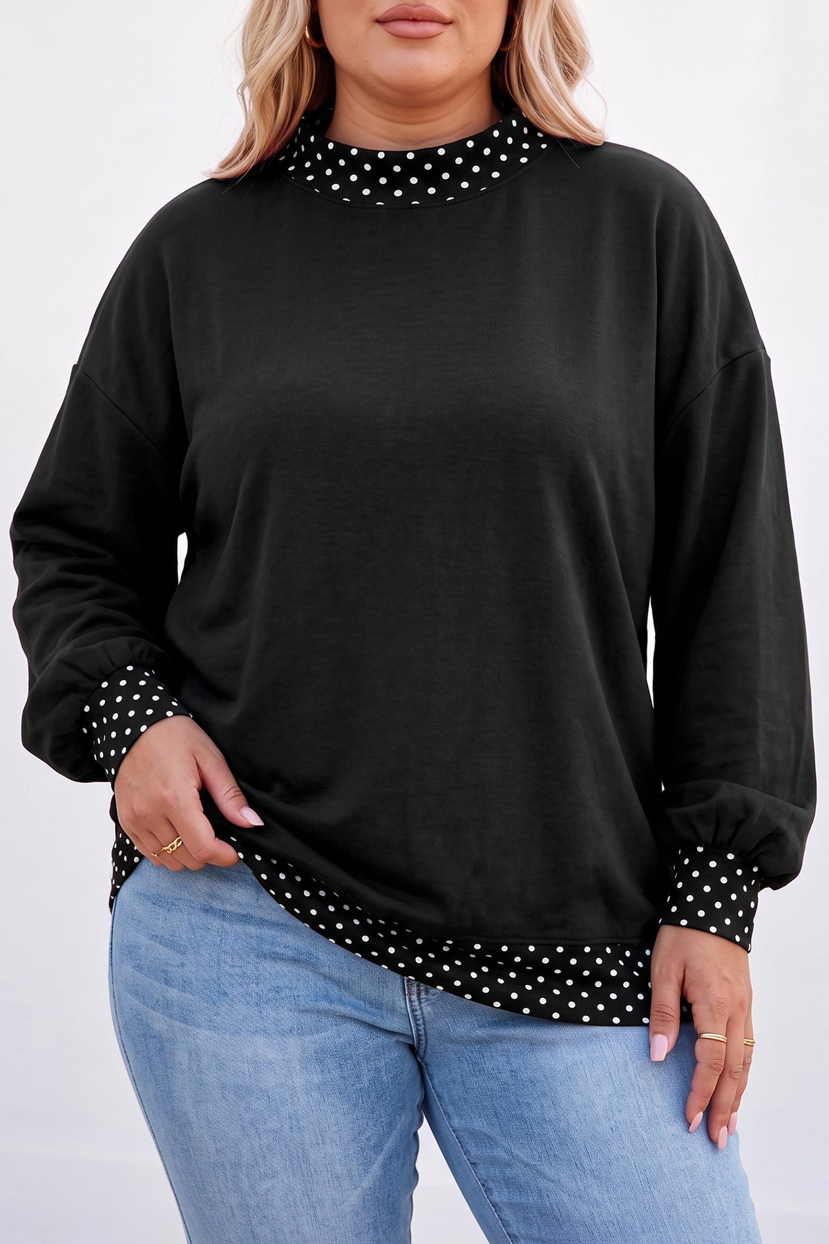 Red Polka Dot Plus Size Sweatshirt