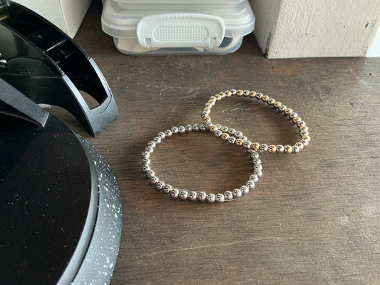 Silver and Gold beaded bracelets