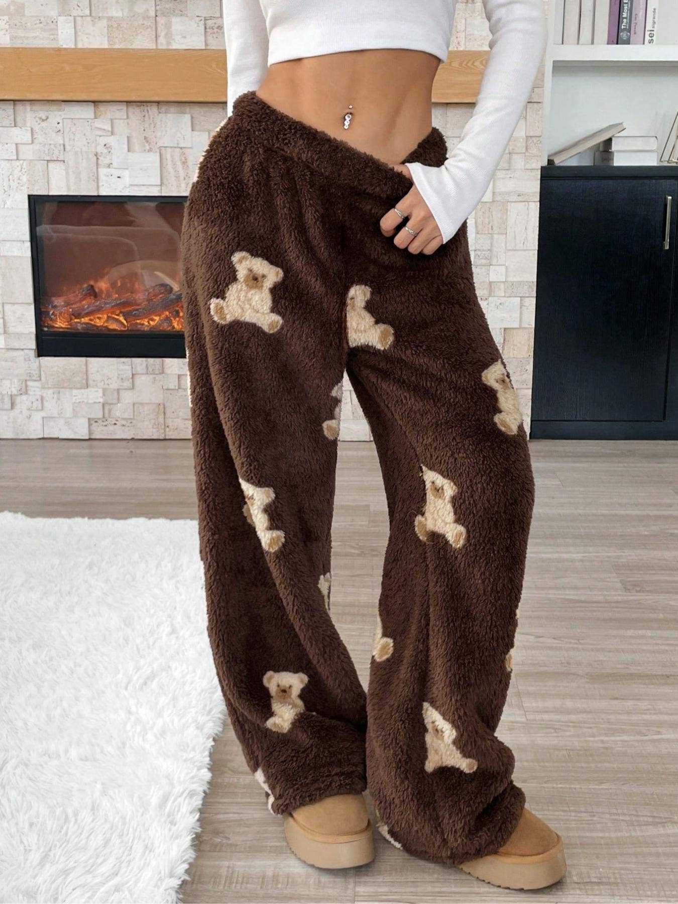 Leopard print or Teddy Bear fleece lounge pants