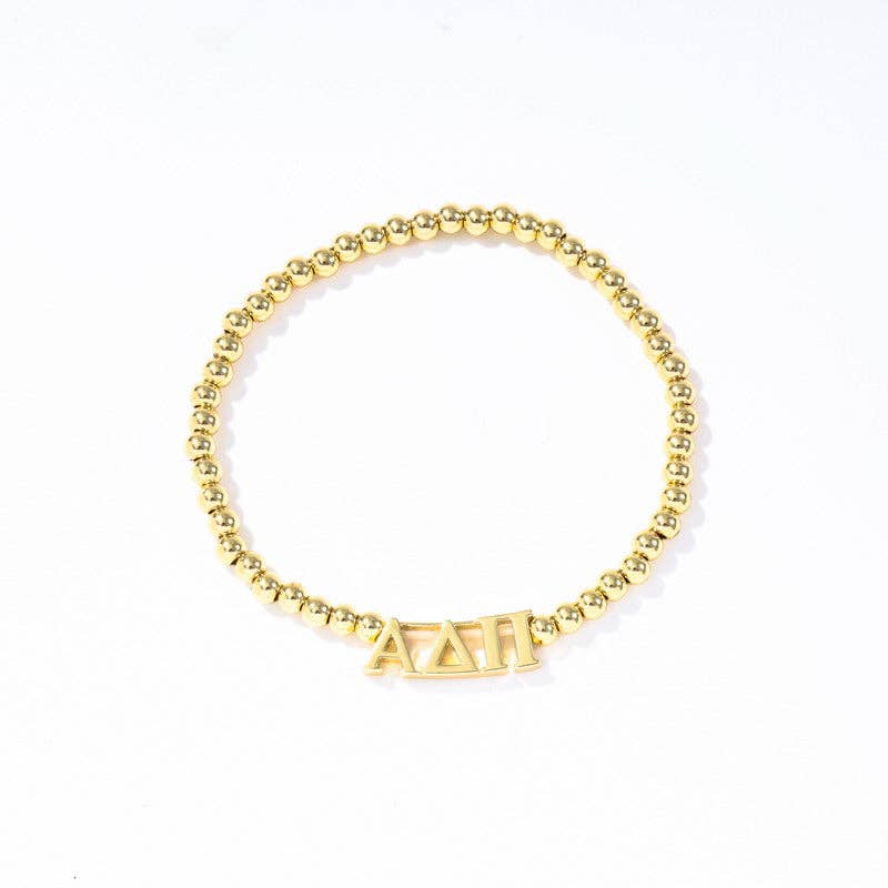 Sorority: Gold Beaded Bracelet with Greek Letters