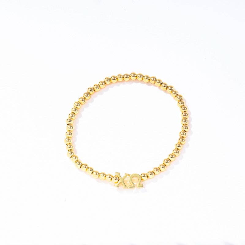 Sorority: Gold Beaded Bracelet with Greek Letters