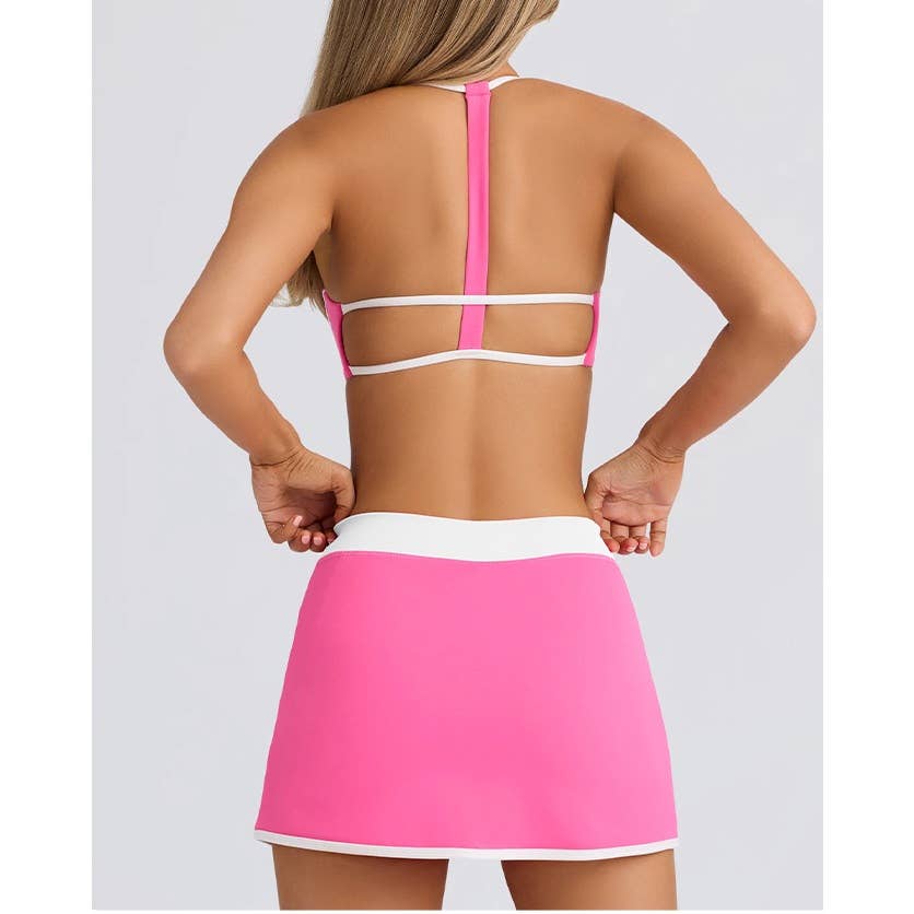 Sports Bra and Skirted Shorts Set: BLACK / L