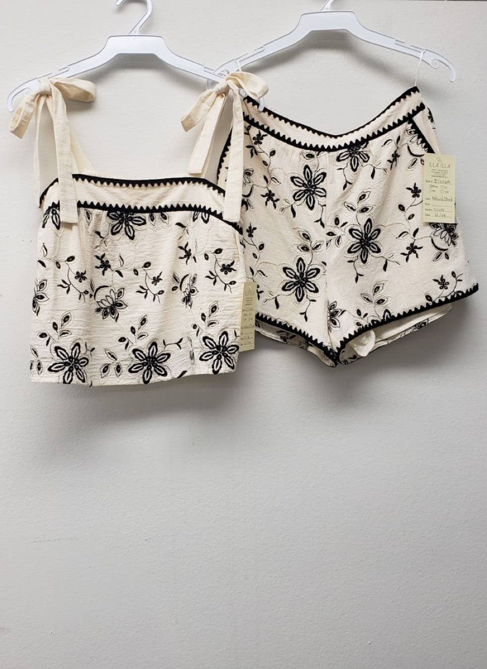 Embroidery Tan Crop Top and Short Set