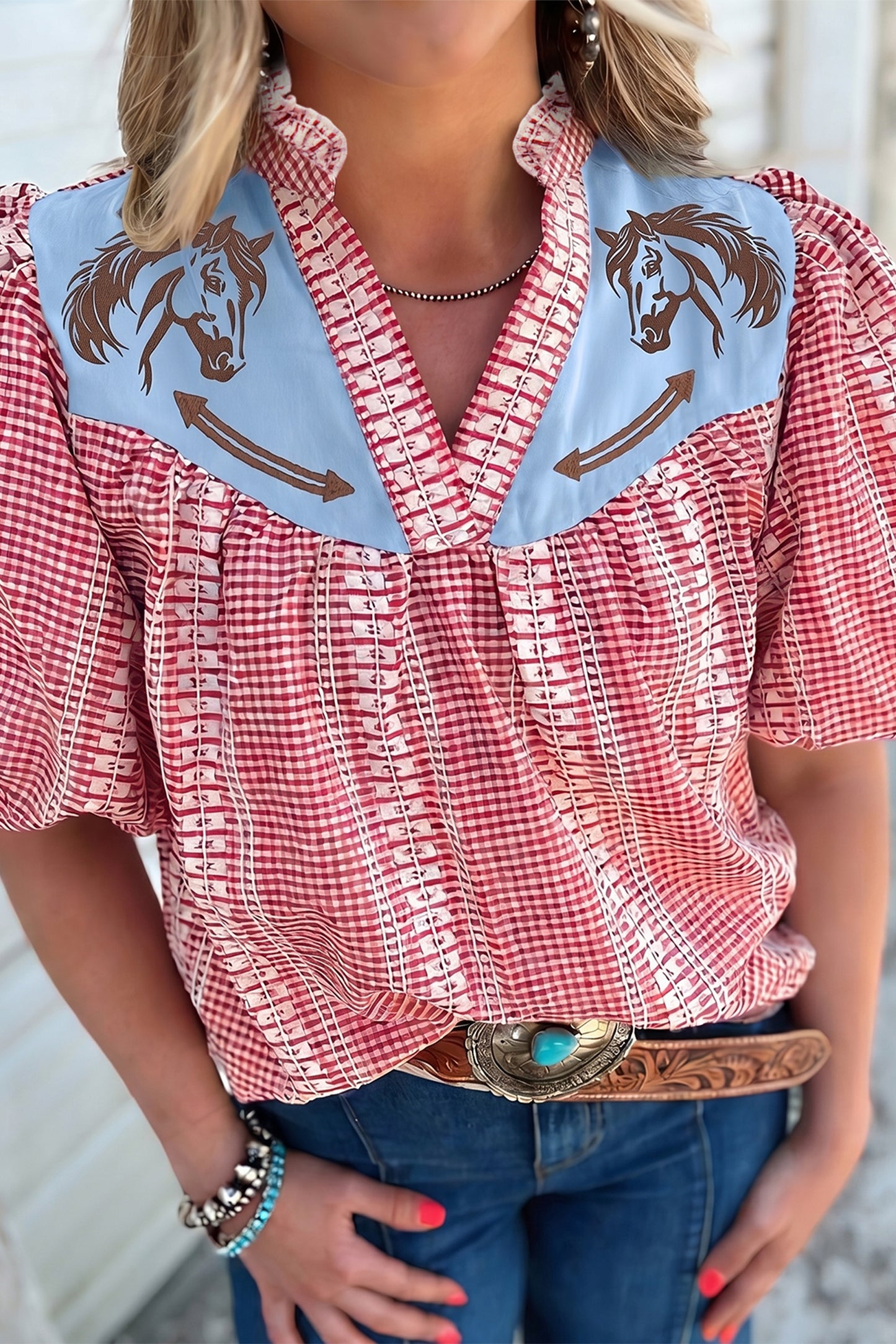 Western Belle Gingham Blouse