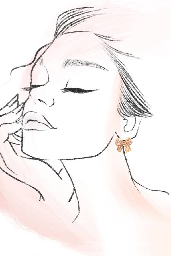 MINI PEARL BOW RIBBON GOLD EARRINGS | 80E5342: Gold