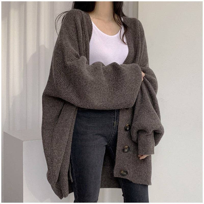 Relaxed Fit Chunky Knit Cardigan Sweater