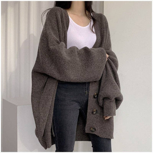 Relaxed Fit Chunky Knit Cardigan Sweater