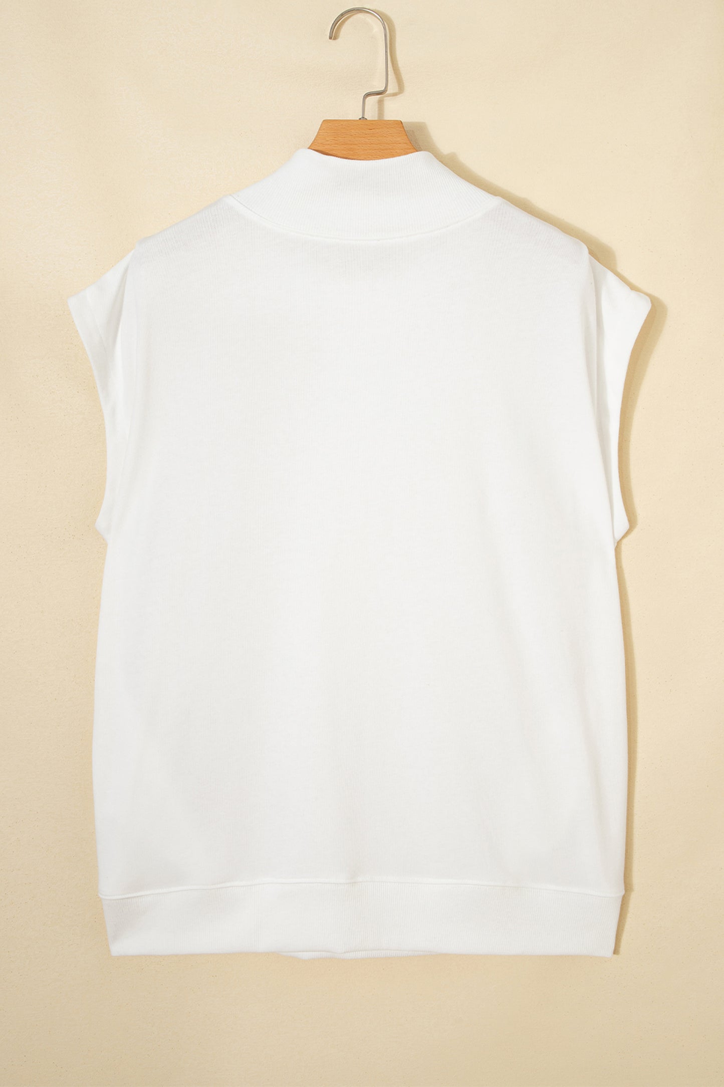 Orange Solid Color High Neck Cap Sleeve Loose Top