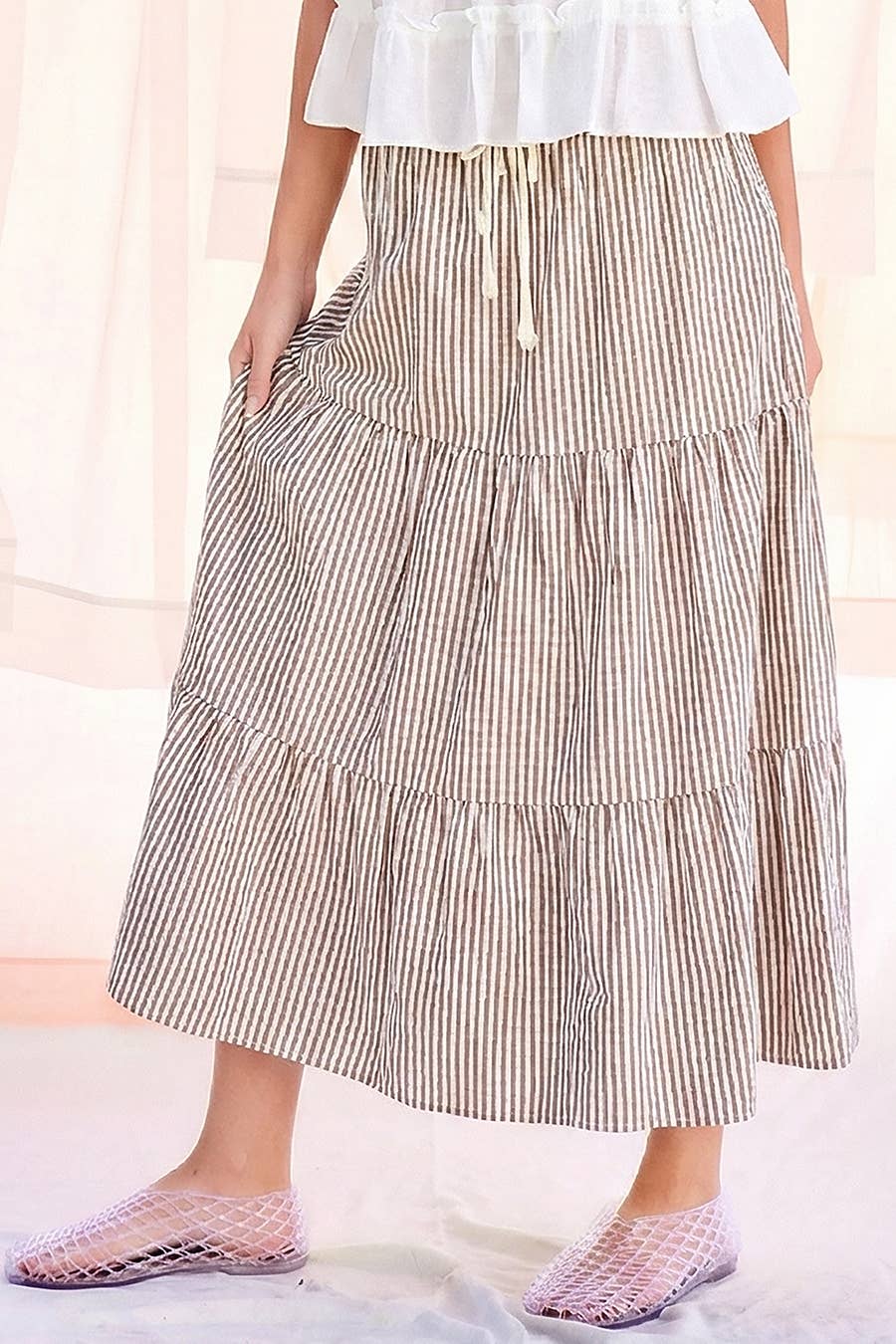 Cabana Cotton Ruffle Maxi Skirt