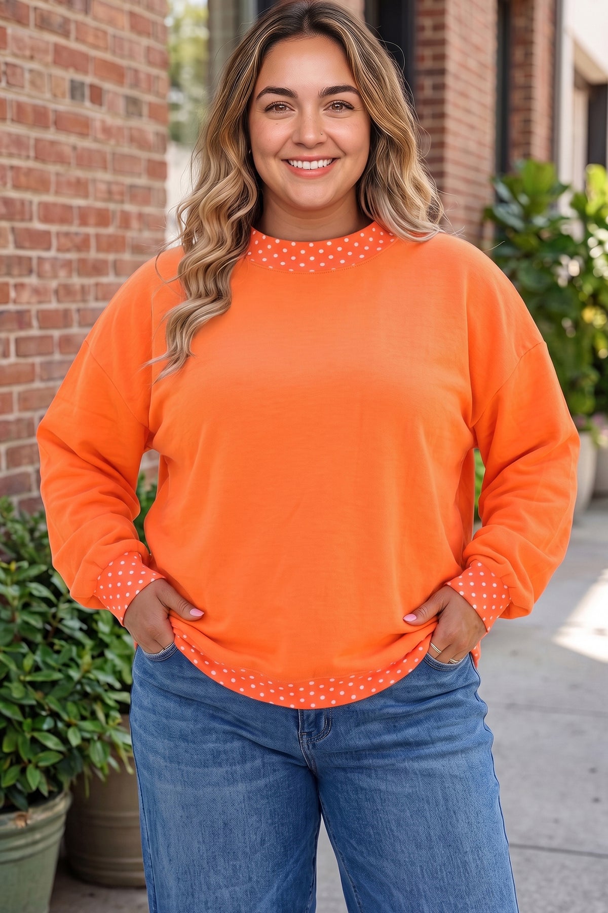 Red Polka Dot Plus Size Sweatshirt