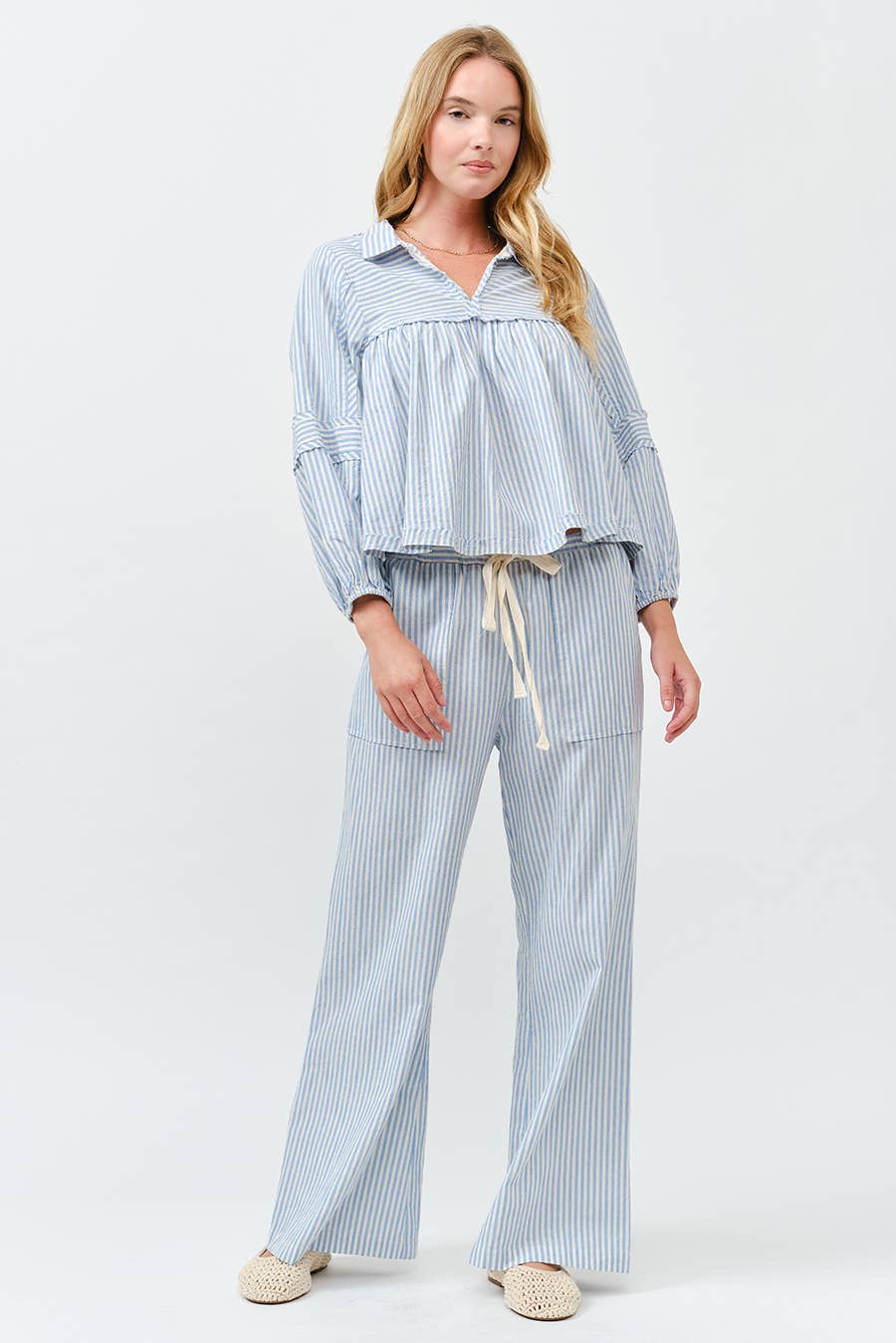 IM8867 - Striped Wide Linen Pants