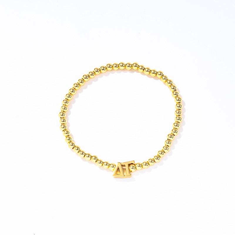 Sorority: Gold Beaded Bracelet with Greek Letters