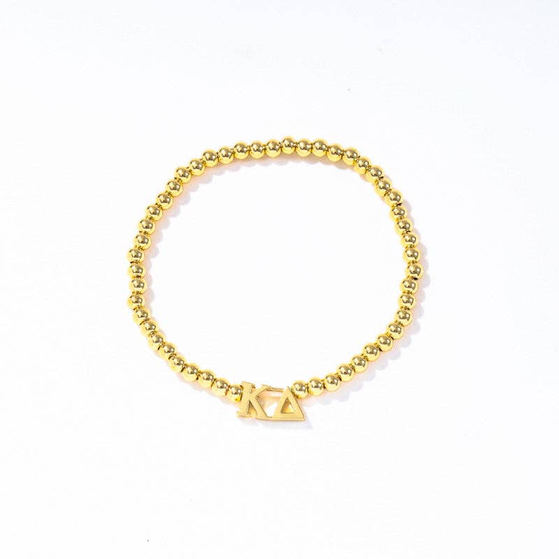 Sorority: Gold Beaded Bracelet with Greek Letters