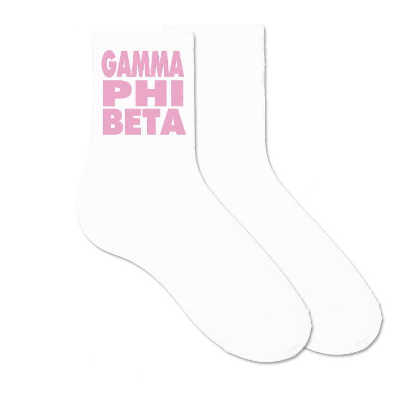 Cotton  Crew Socks Printed in Sorority Name and Color