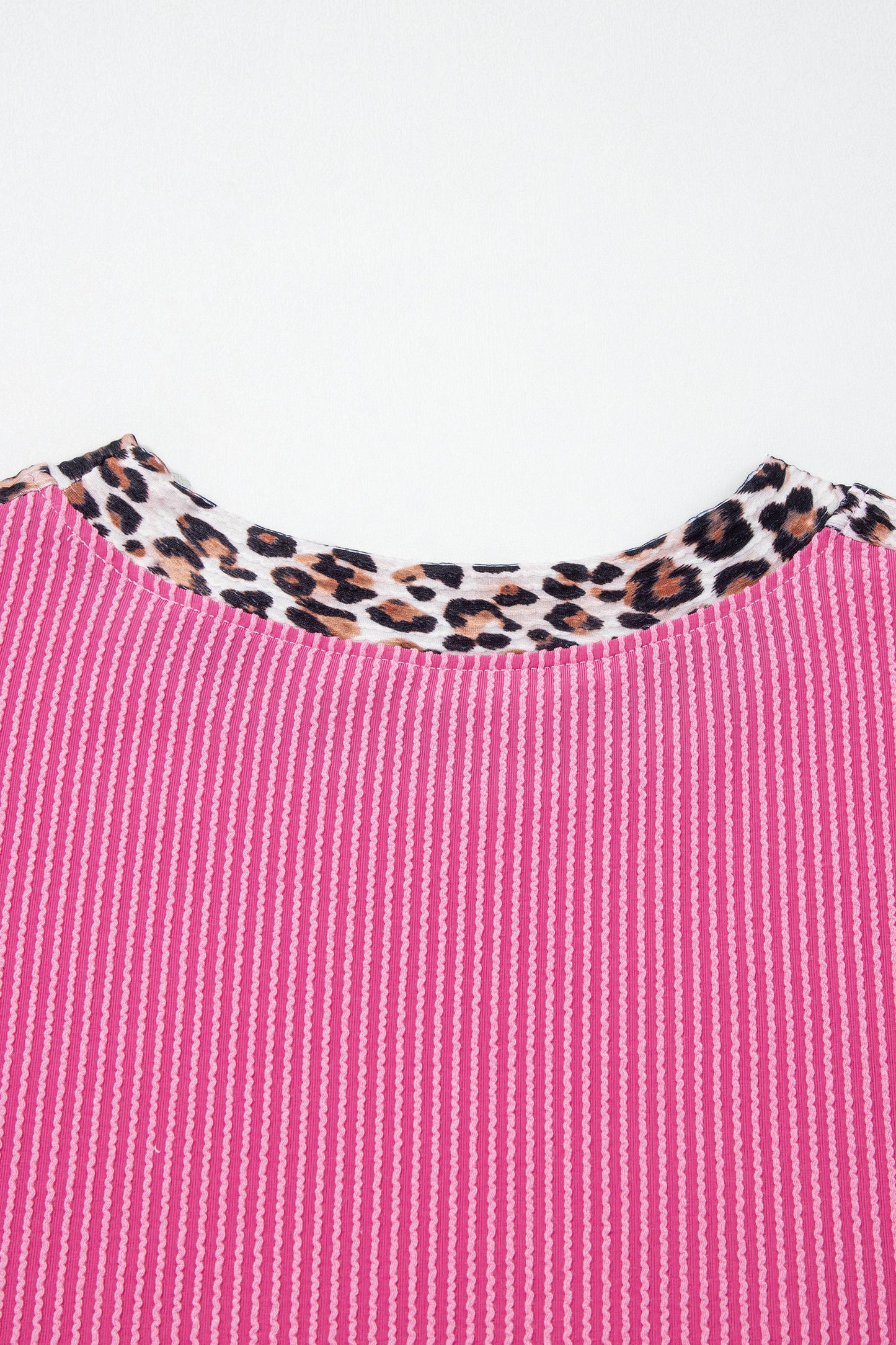 Sachet Pink Leopard Trim Twist Ribbed Short Set