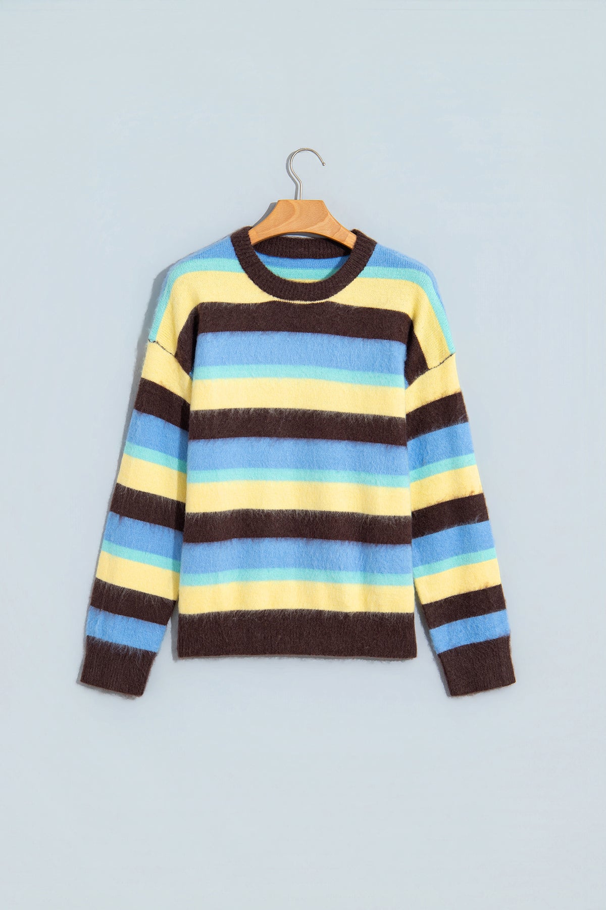 Multicolour Fuzzy Striped Sweater