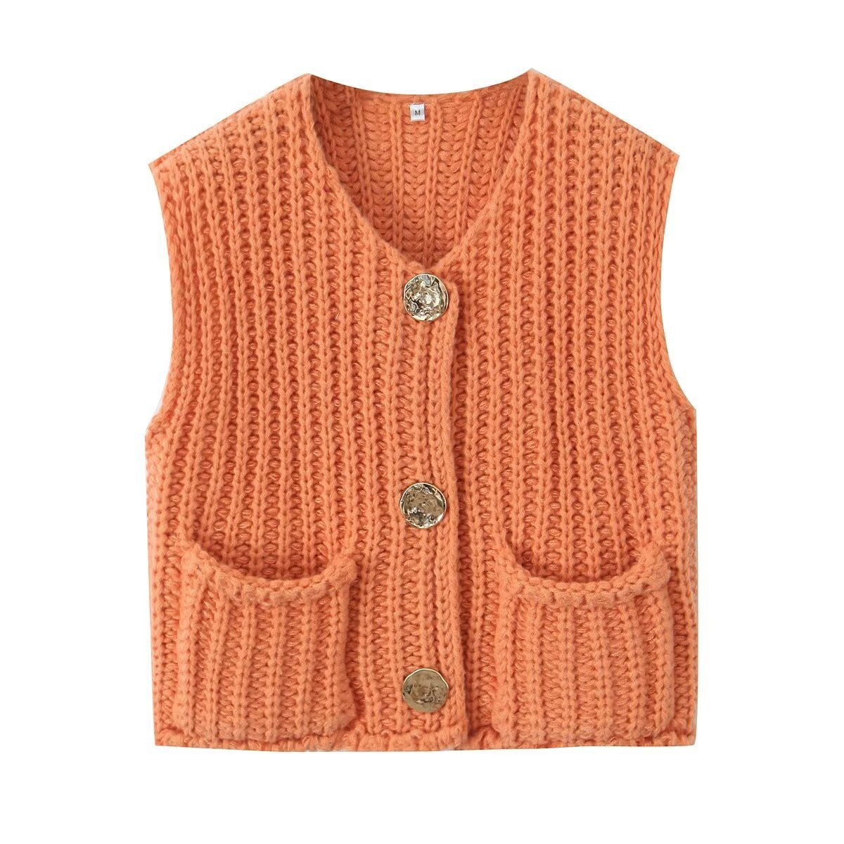 Ladies Solid Color Crew Neck Crop Sweater Vest SKT621: Purple / S