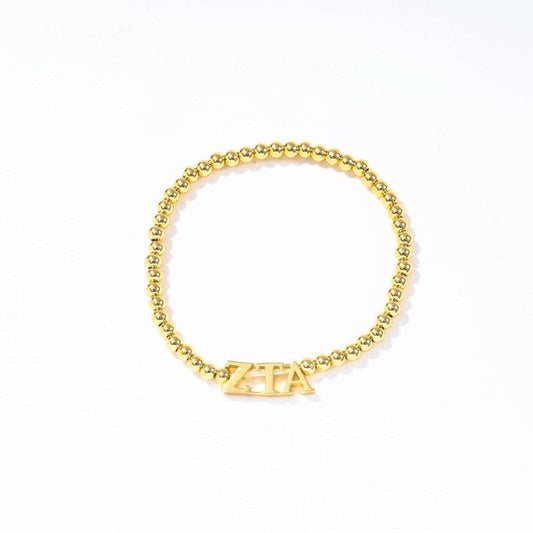 Sorority: Gold Beaded Bracelet with Greek Letters