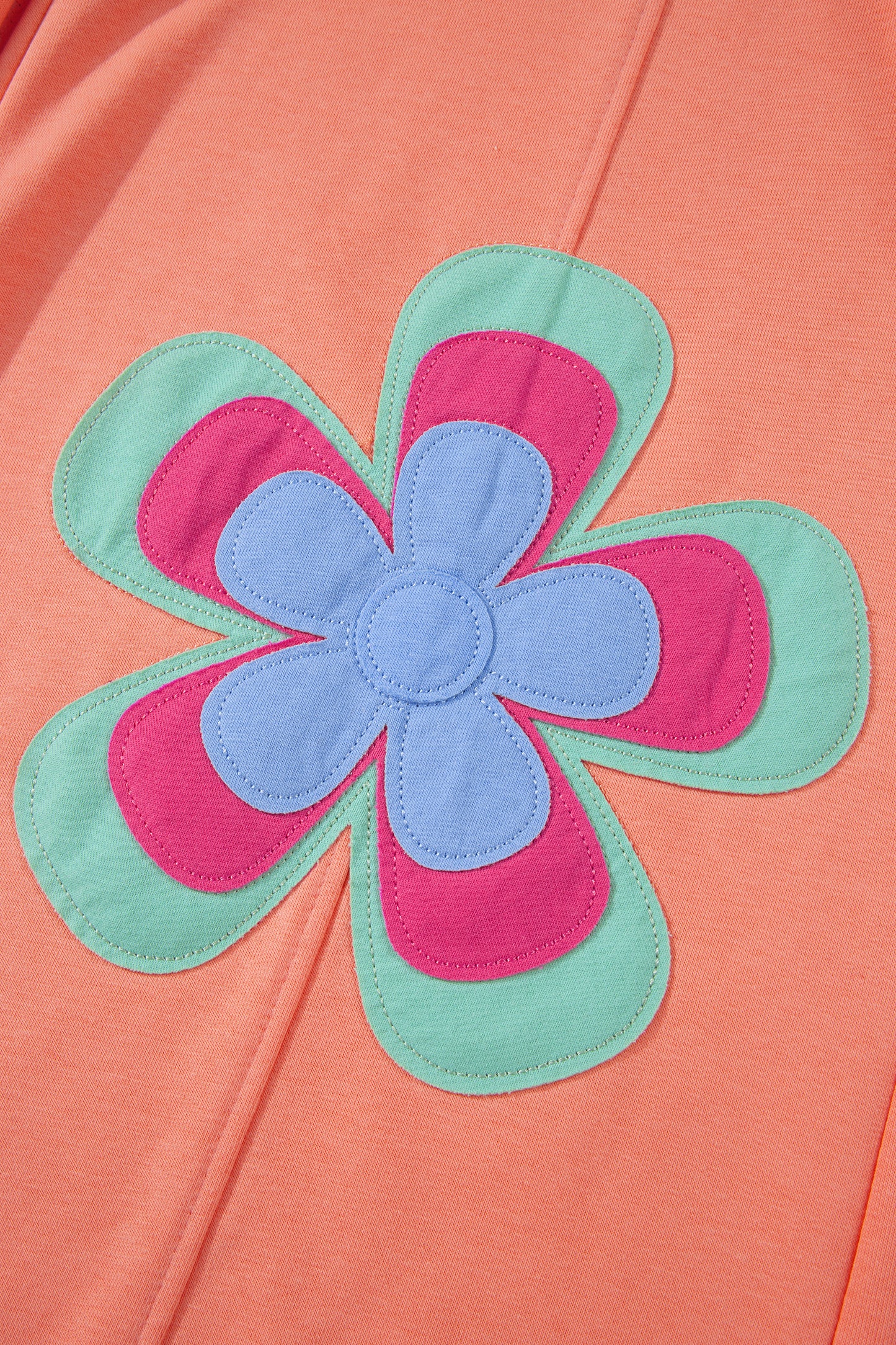 Sea Green Color Block Flower Patchwork Drawstring Contrasted Elastic Waist Wide Leg Pants