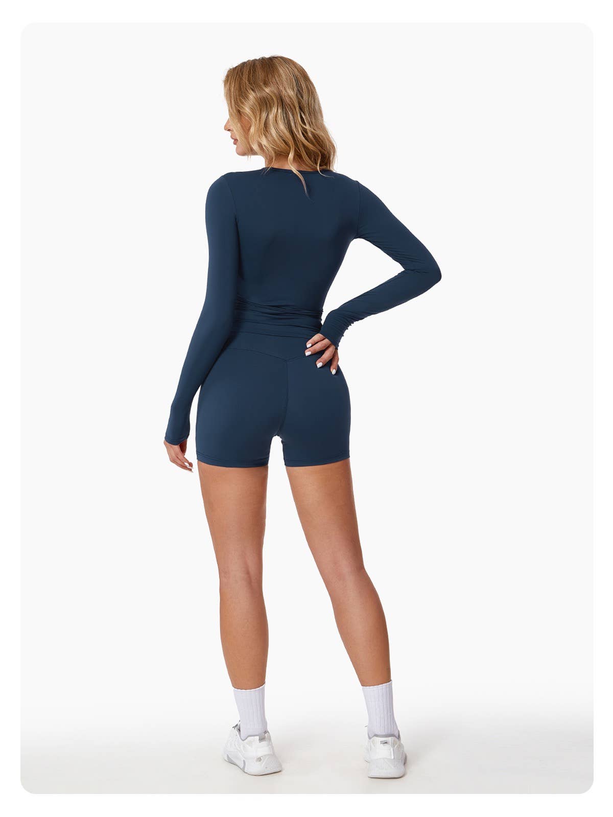 Abigail Buttery Soft Crew Neck Long Sleeve Active Top: Frosty Gray / M