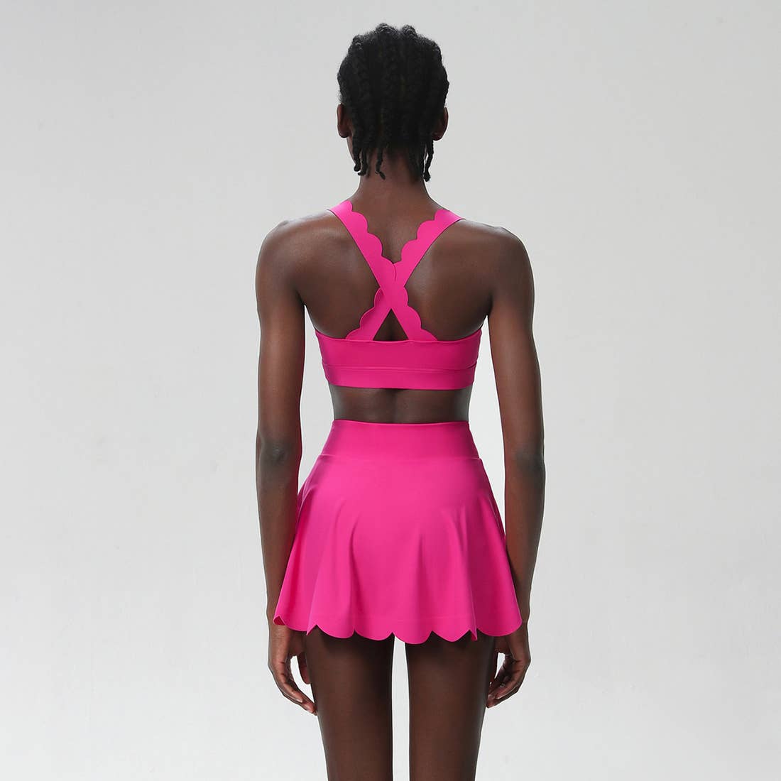 Women Seamless Quick-Dry Set Strappy Bra & A-Line Skirt: Light Purple / L