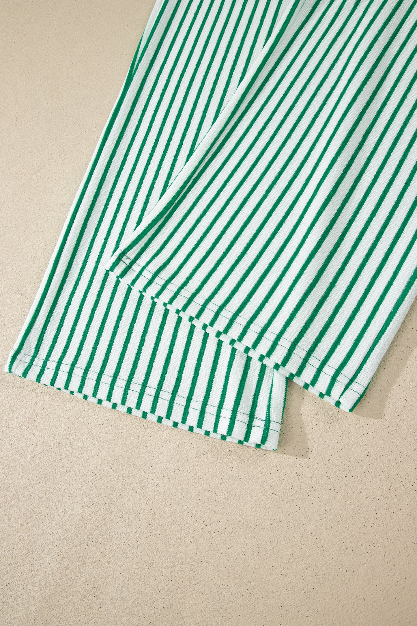 Sky Blue Stripe Crew Neck Tee Drawstring Waist Cropped Pants Set