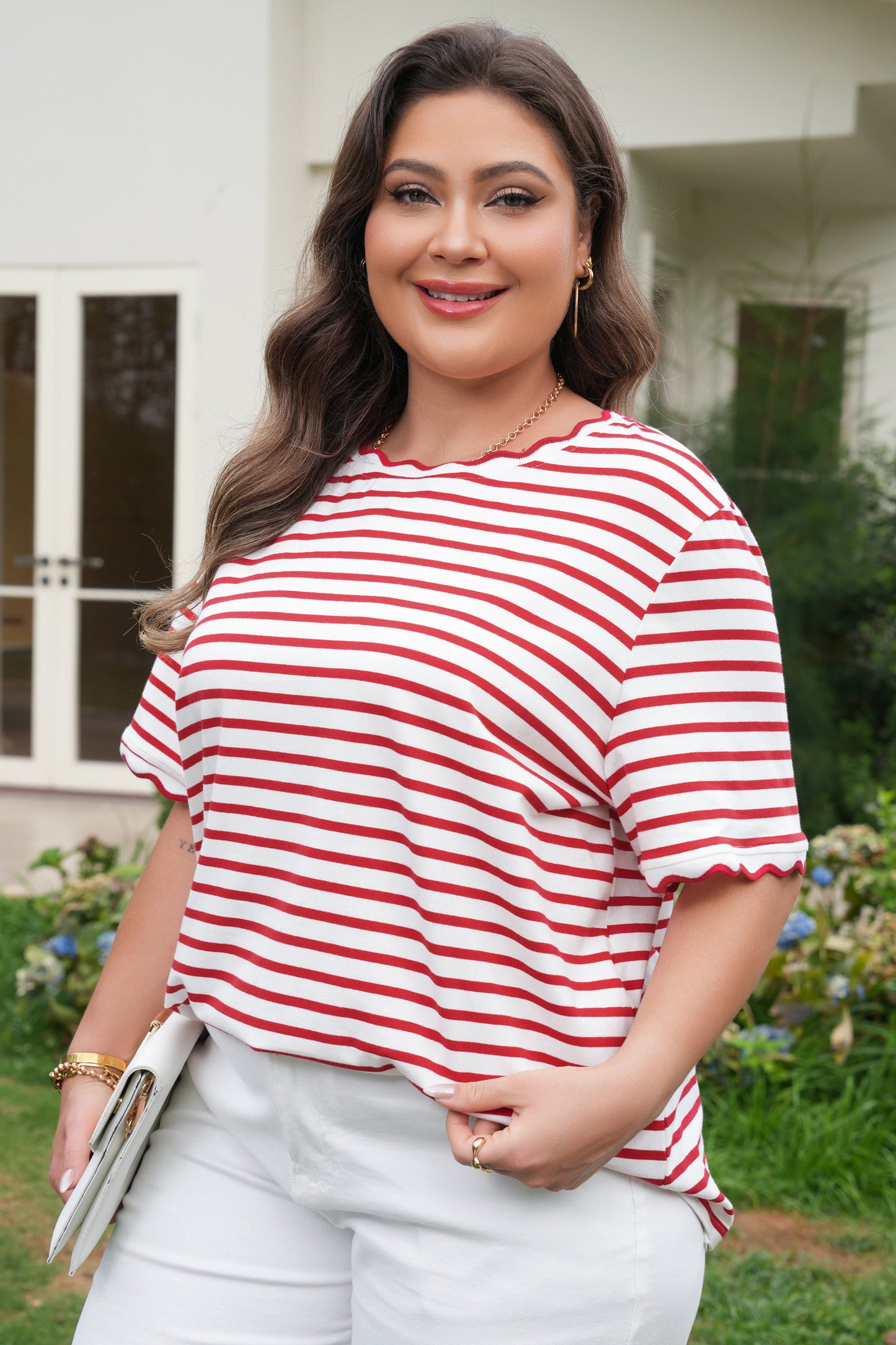 Sweet Strawberry Stripe Top (Plus Size)