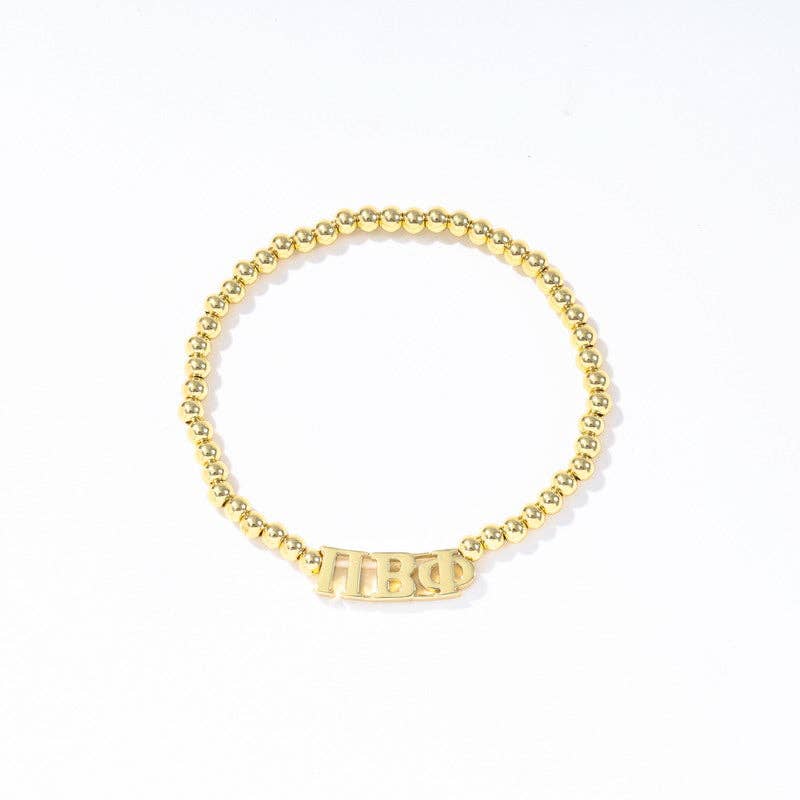 Sorority: Gold Beaded Bracelet with Greek Letters
