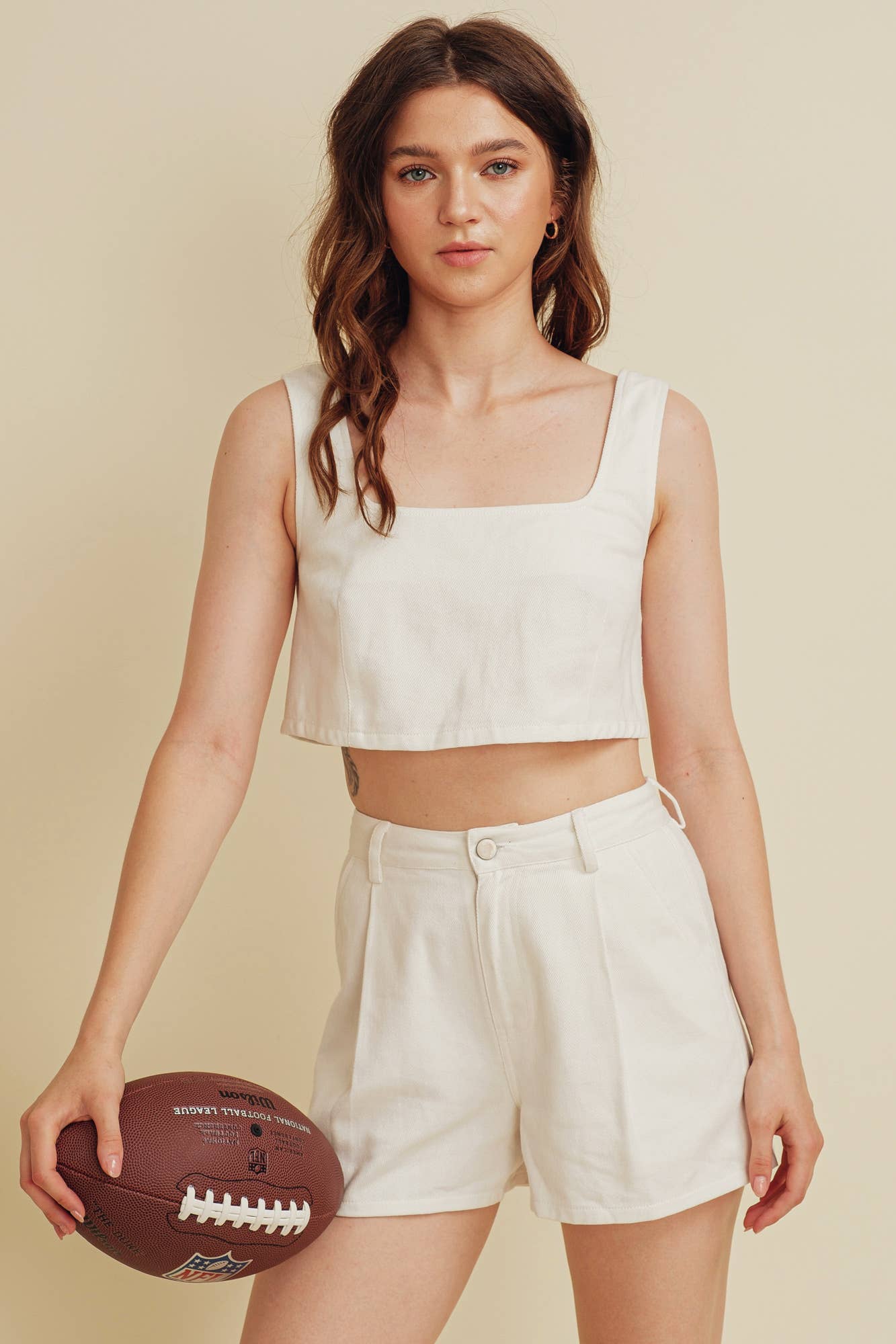 CT10449Y - Lace-Up Game Day CropTop: Lavender / M