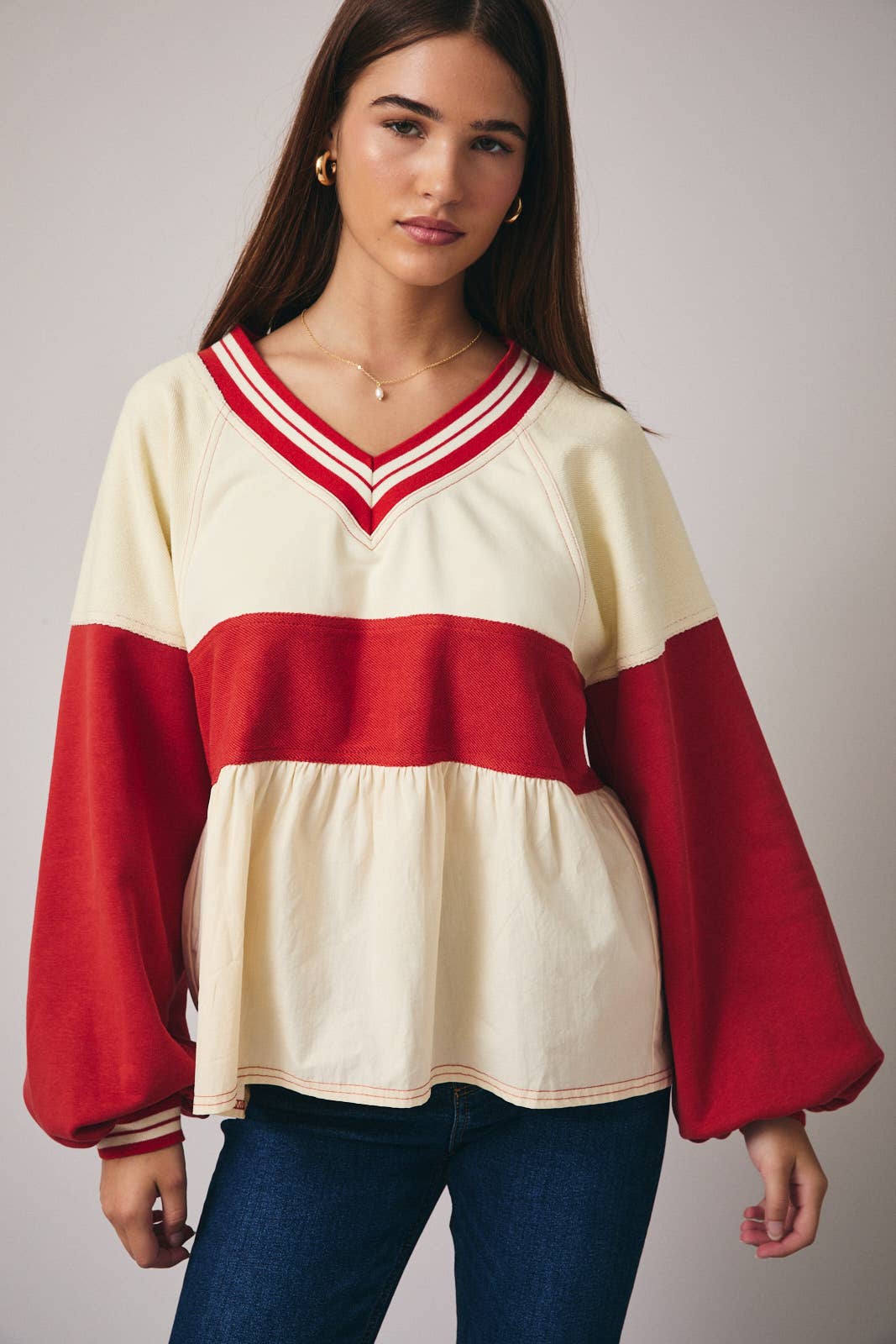 Cherry Cream BabyDoll Top