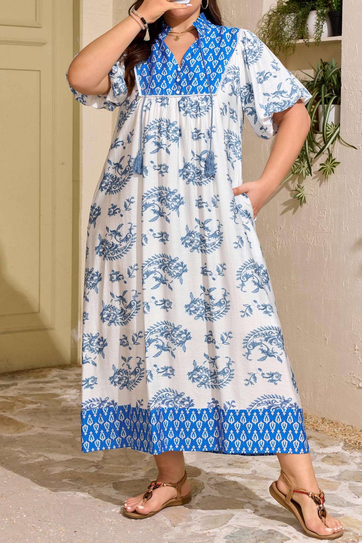Coastal Charm Midi ( Plus Size)