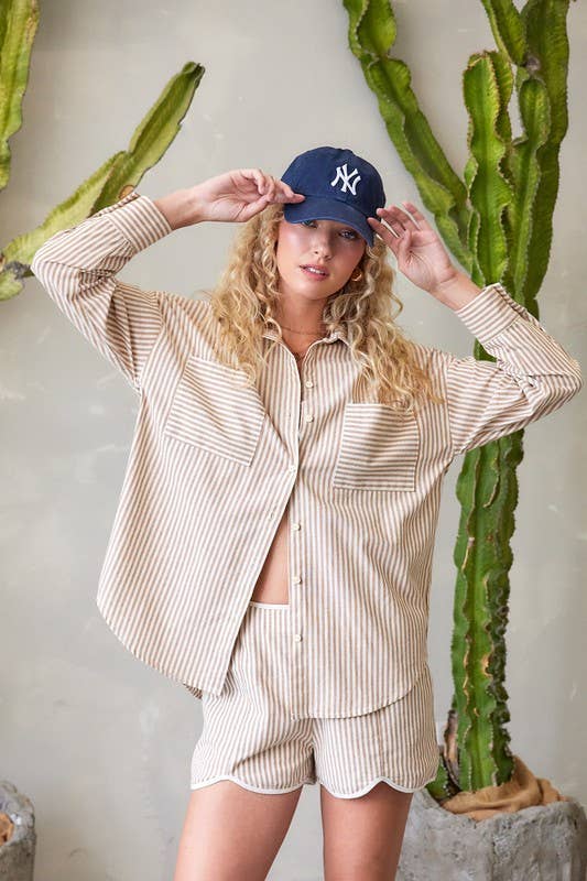 Striped Cotton Shirt Top