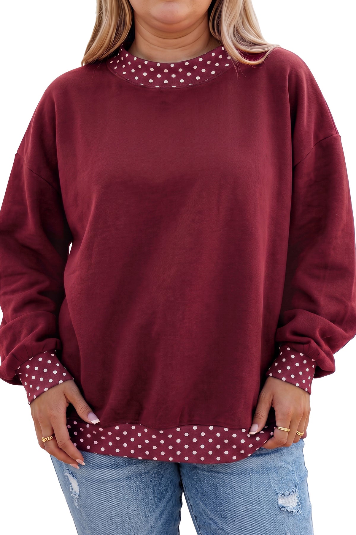 Red Polka Dot Plus Size Sweatshirt