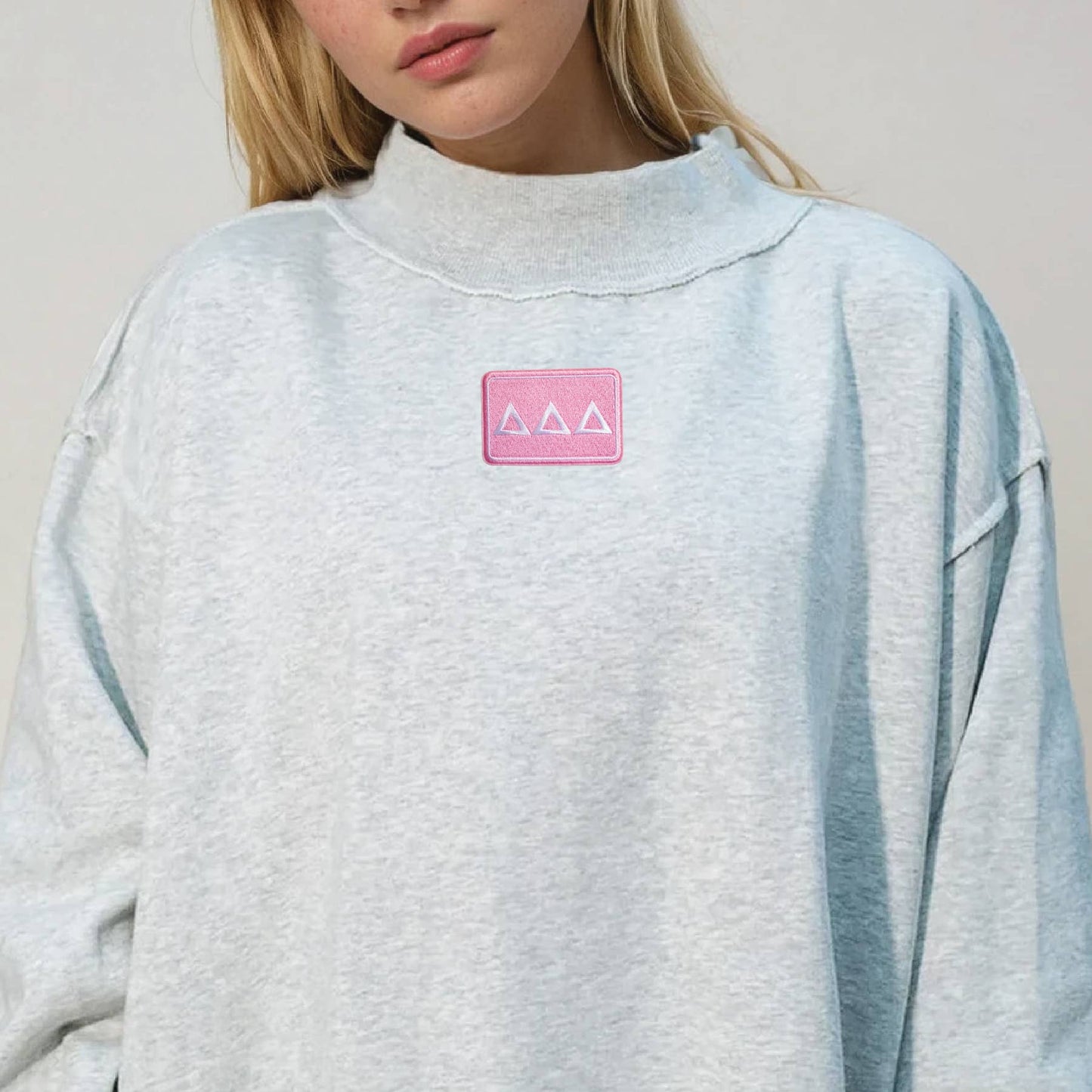 Sorority Letter Patch Mockneck Sweatshirt
