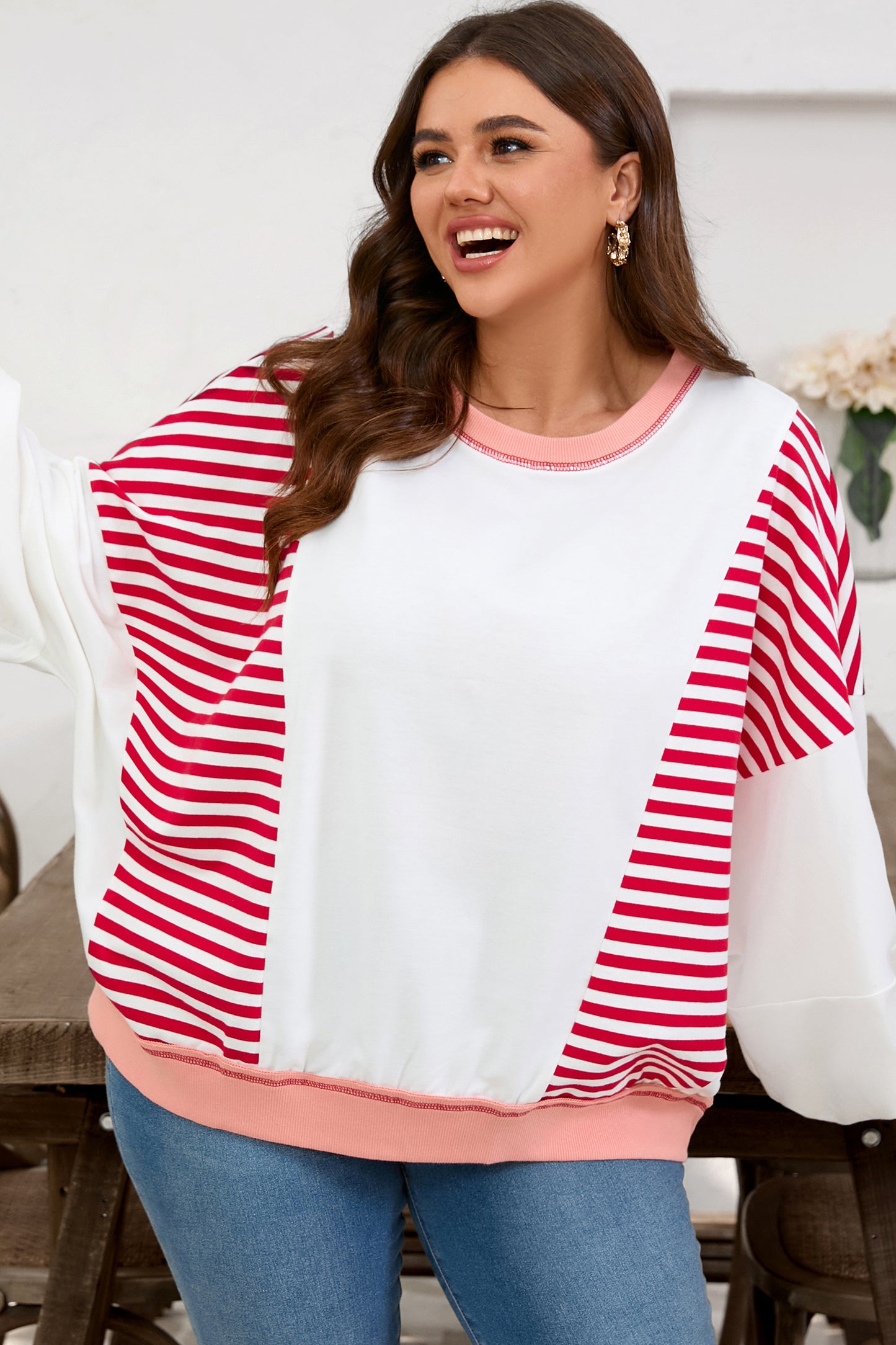 Sweetheart Stripe Pullover (Plus Size)