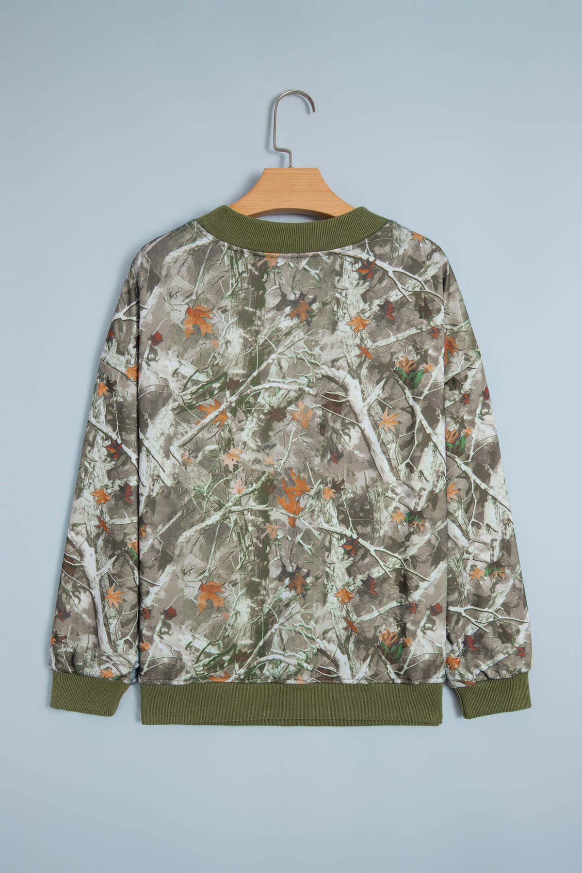 Gray Western Camo Letter Print Baggy Pullover Sweatshirt
