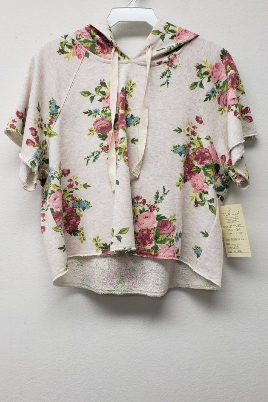 Floral Printed Cotton Terry Hoodie