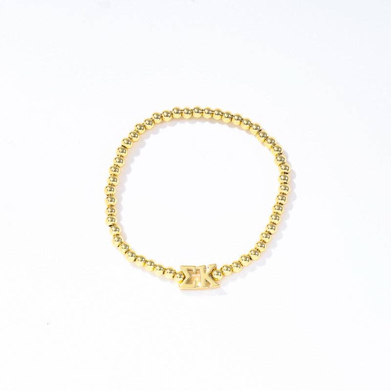 Sorority: Gold Beaded Bracelet with Greek Letters