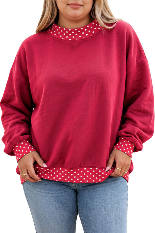 Red Polka Dot Plus Size Sweatshirt