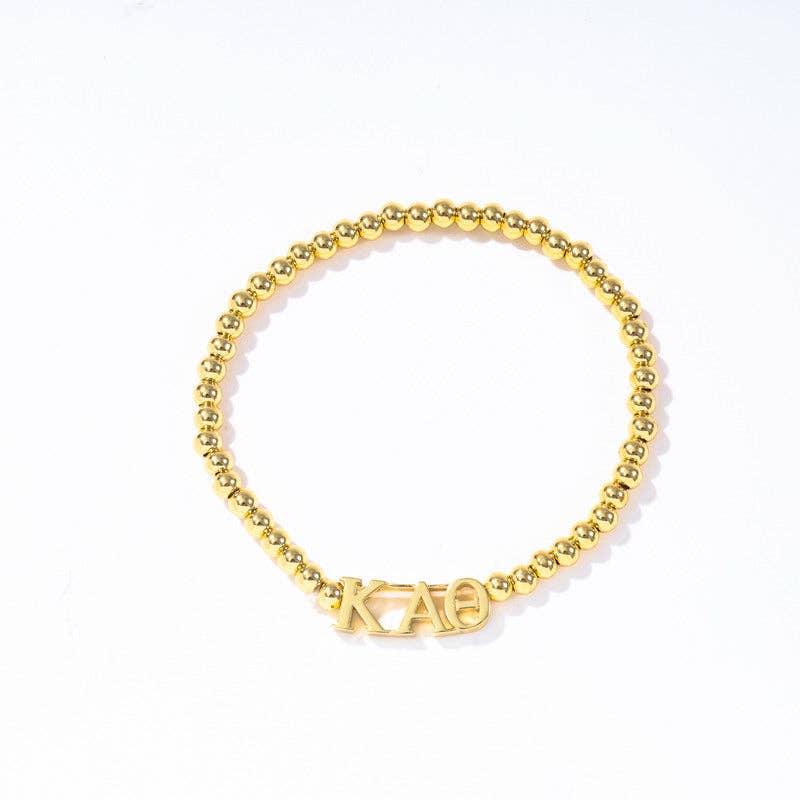 Sorority: Gold Beaded Bracelet with Greek Letters