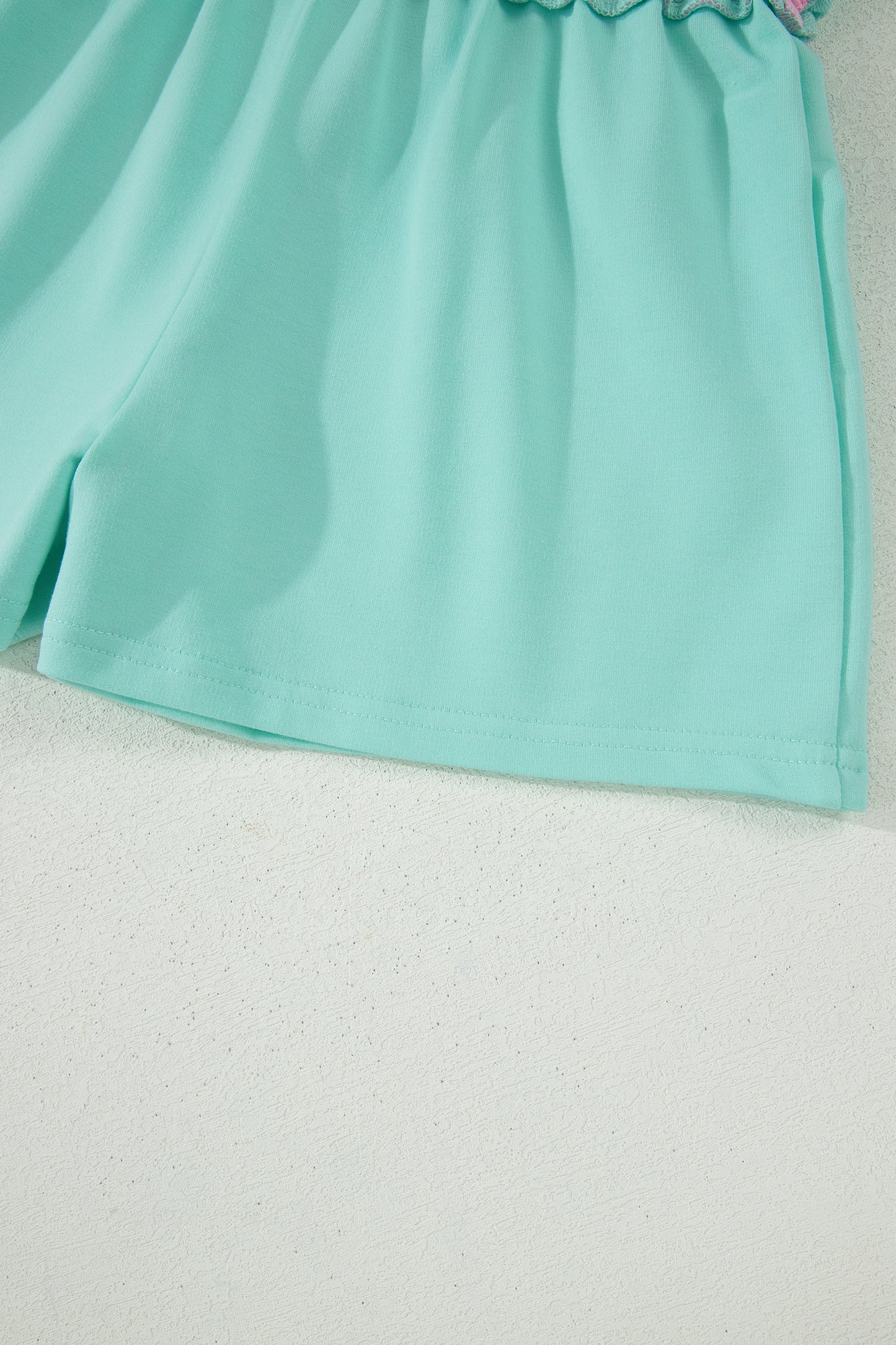 Turquoise Colorblock Edge Drop Shoulder T Shirt and Skort 2Pcs Set