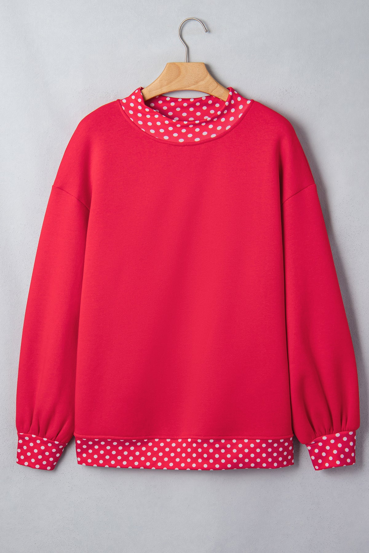 Dark Blue Colorblock Polka Dot Contrast Trim Oversized Sweatshirt