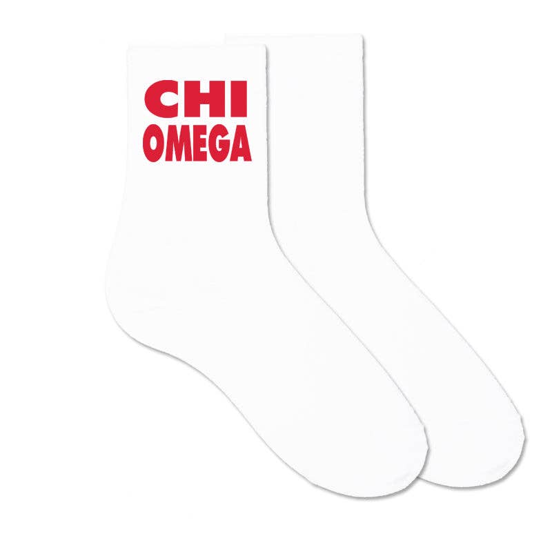 Cotton  Crew Socks Printed in Sorority Name and Color