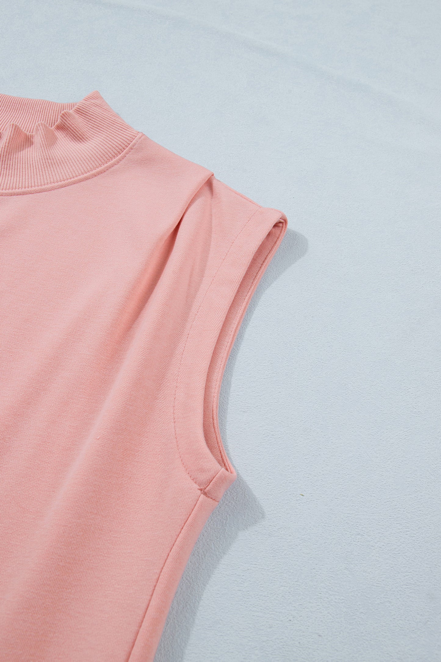 Orange Solid Color High Neck Cap Sleeve Loose Top